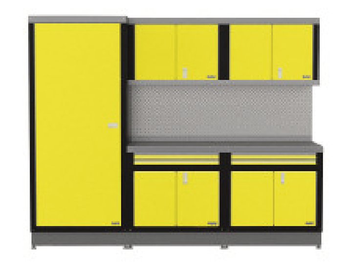 Built-in 3: A 34 in closet beside two uppers and two double-drawer lowers