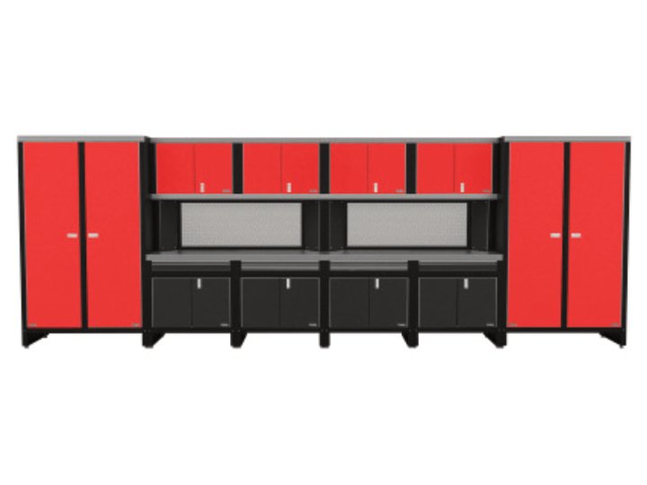 Free-standing 5: Two 48 in closets, four uppers, two single-drawer and two double-drawer lowers