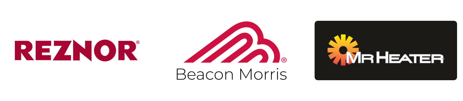 Reznor, Beacon Morris and Mr. Heater logos: the unit heater brands ABLS installs